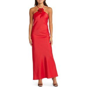 WAYF The Adele Rosette Satin Gown SIZE S